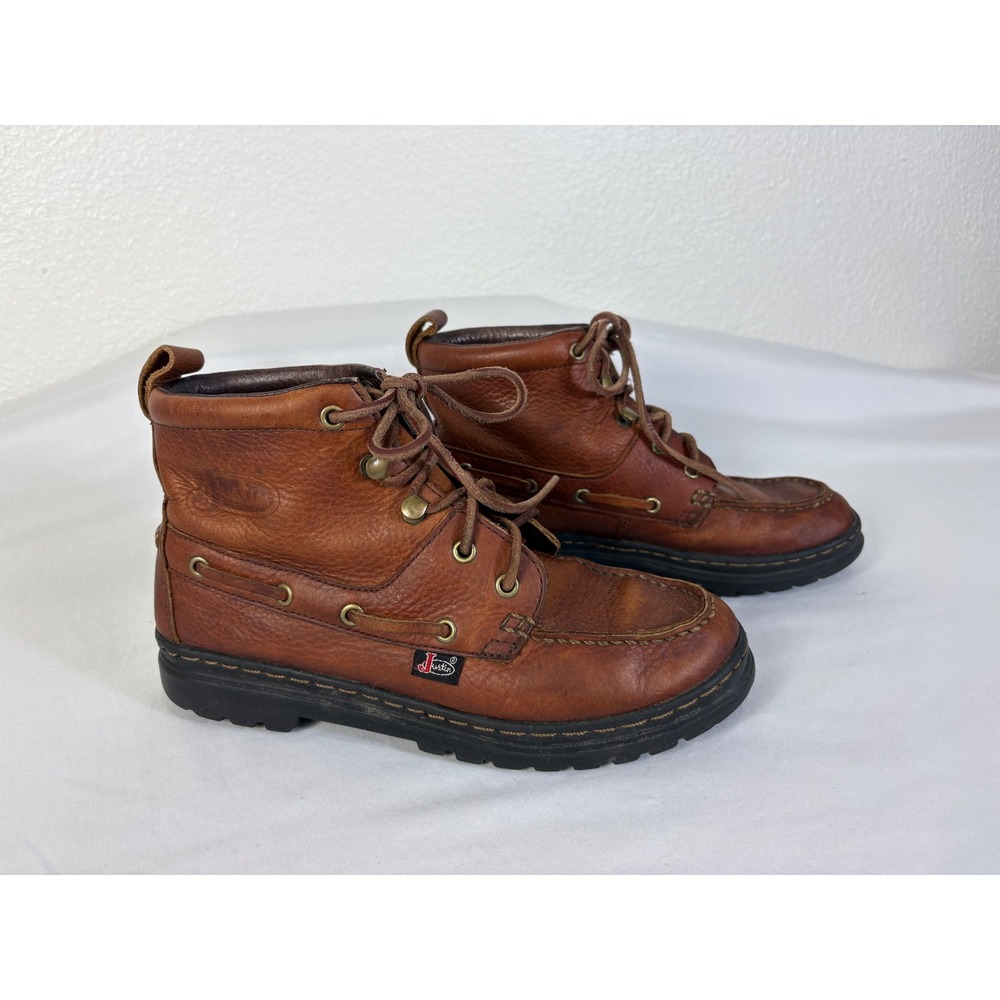 Justin Brown Leather Moccasin Toe Chukka Work Boots Size 7
